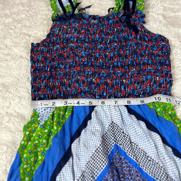 Vintage 70s Phase II California patchwork smocked bust maxi dress, small Tall - Picture 6 of 8